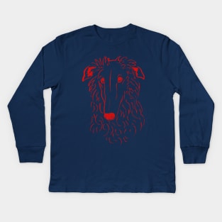 Borzoi (Pink and Red) Kids Long Sleeve T-Shirt